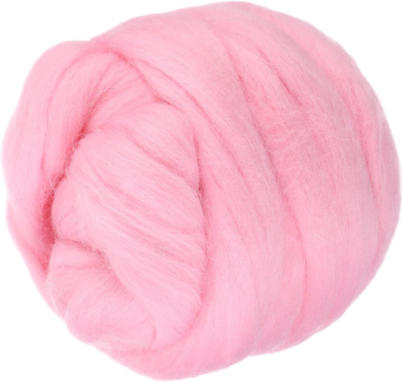 PATIKIL Wool Roving Yarn, 80G/2.82OZ Soft Felting Wool Pure Chunky Roving Yarn Bulk for Needle Felting Knitting Blanket Spinning Weaving DIY Craft, Pink