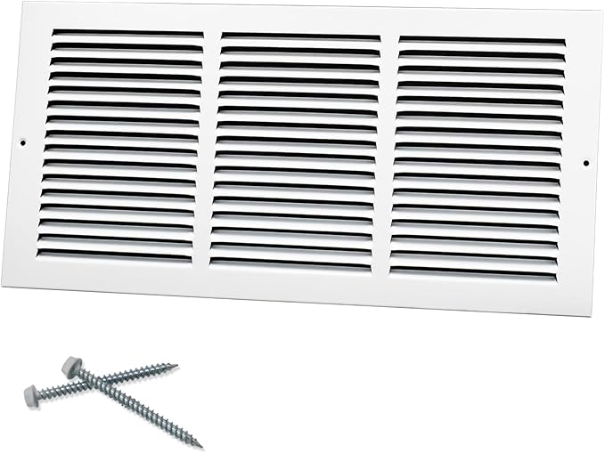 18"W x 8"H [Duct Opening Size] Steel Return Air Grille, Air Return Vent Cover for Ceiling and Sidewall - HVAC Air Vent Covers - [Outer Dimensions: 19.75"W x 9.75"H]