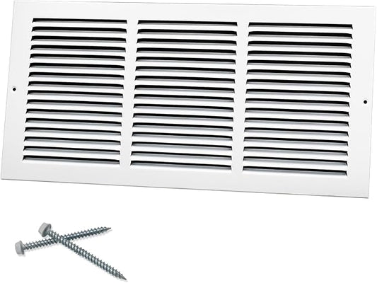 18"W x 8"H [Duct Opening Size] Steel Return Air Grille, Air Return Vent Cover for Ceiling and Sidewall - HVAC Air Vent Covers - [Outer Dimensions: 19.75"W x 9.75"H]