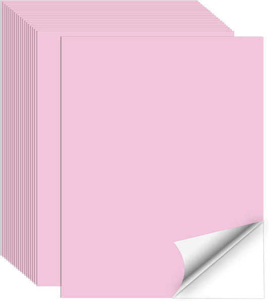 Printable Sticker Paper, 20 Sheets Pink Printable Sticker Paper, Laser/Inkjet Printing- Matte Pink, Letter Size (8.5" x 11")
