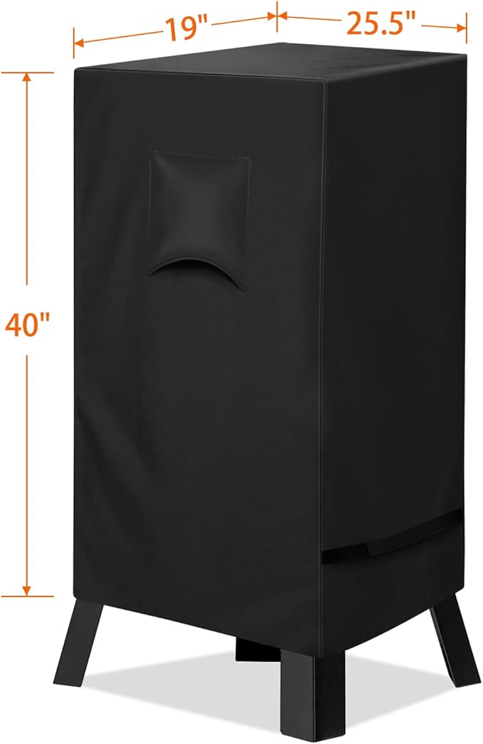 iCOVER 40 inch Smoker Cover for Masterbuilt - 25.5" LX19 D X 40" H 600D Square Smokers Covers Water Proof Canvas Heavy Duty for 40-Inch Electric Vertical BBQ, Black