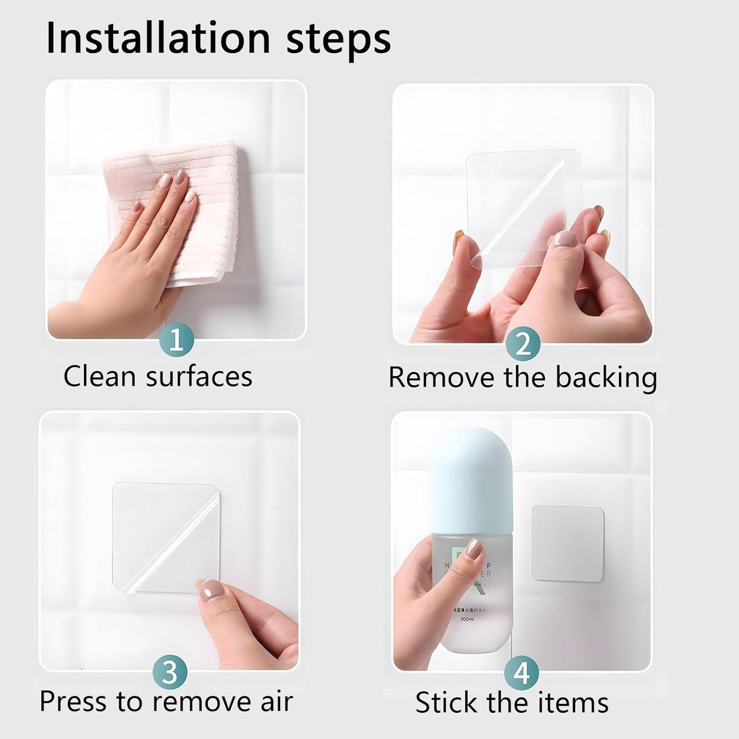 LMJIA Heavy Duty Double Sided Tape, Clear Reusable Mounting Tape Picture Hanging Adhesive Tape Removable Wall Tape Adhesive Poster Tape (100PC, Rectangular-inch*0.7inch)