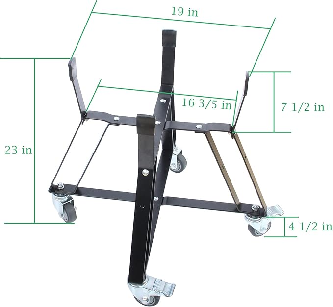 Rolling Cart Stand for Large Big Size Green Egg with Heavy Duty Locking Caster Wheels Powder Coated Steel Rolling Outdoor Cart Rolling Stand Big Size Green Egg Smoker Kamado Joe Grill Stand Accessory