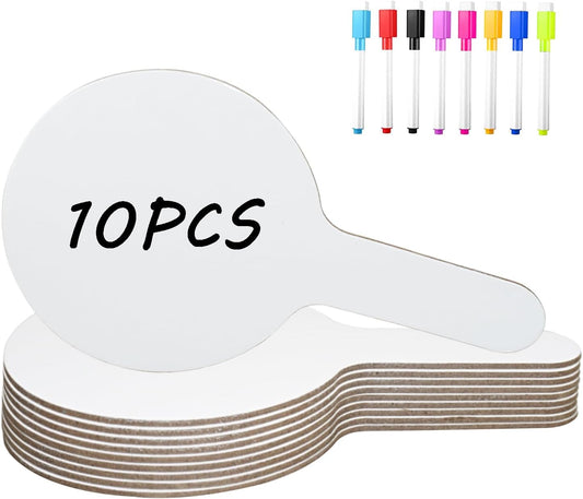 18Pcs Dry Erase Answer Paddles with Markers Thickened Handheld Double Sided Paddles Mini White Boards Small Dry Erase Signs Auction Paddles for Students Classroom Bidding Voting Games