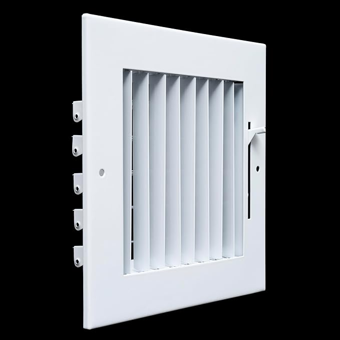 Fits 6x6 Duct Opening Steel Adjustable Air Supply Grille by Handua | Register Vent Cover Grill for Sidewall and Ceiling | White | Outer Dimensions: 7.75" X 7.75"