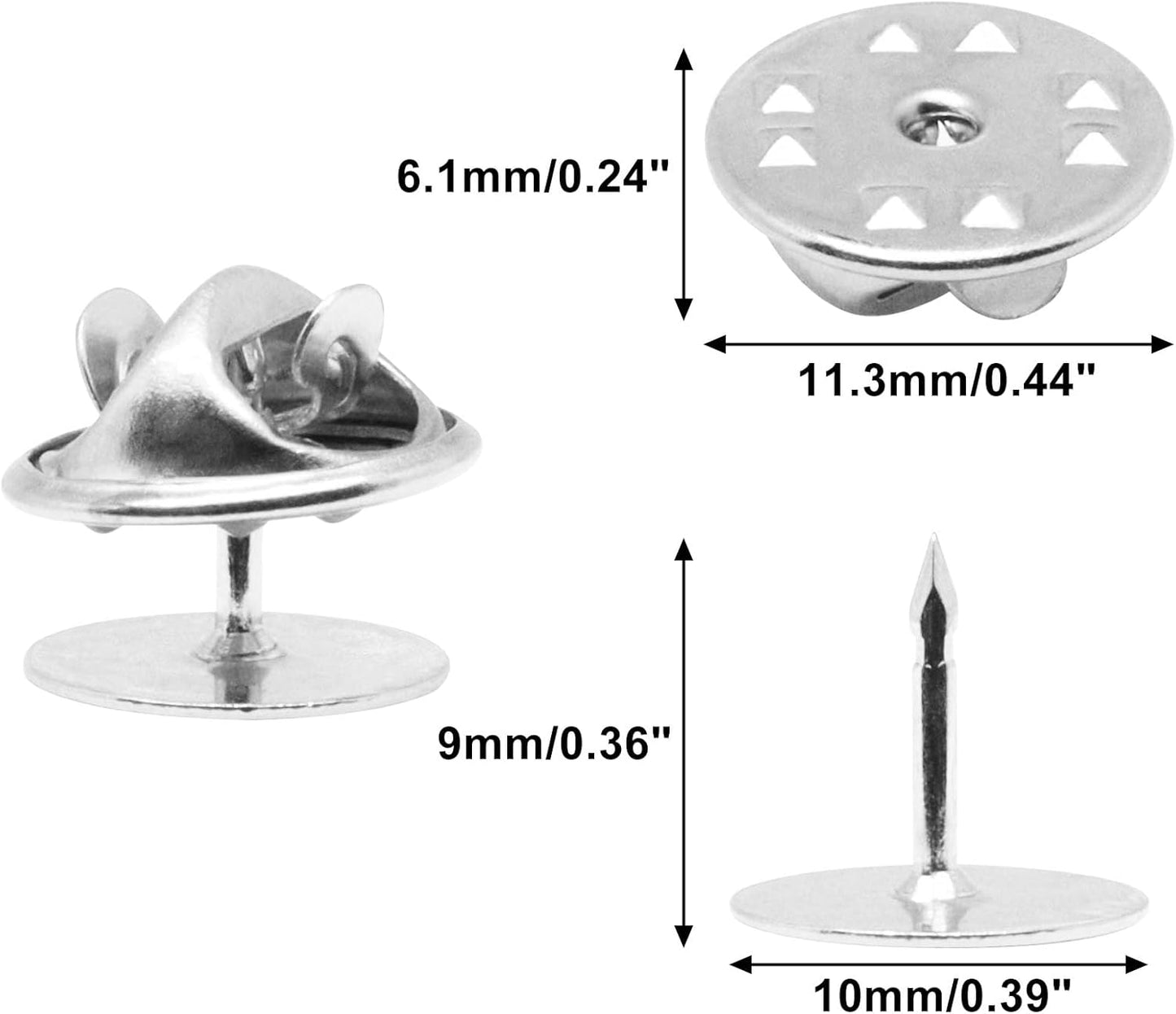 50 Set Pin Backs, Blank Pins Scatter Butterfly Clutch Pin Holder Enamel Pin Locking Backs Tie Tacks Jewelry Pin Backings Clasp for Brooch Lapel Hat Uniform Badges Tie Tack (10mm, Silver)