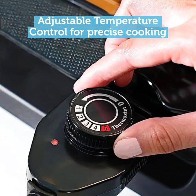 Courant smokeless indoor Electric grill, Copper Non-stick Coating Extra Large and Adjustable Temperature Control, Grill BBQ, Table Top Indoor Grill