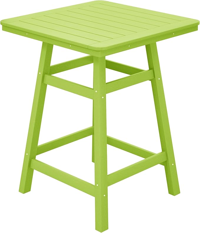 Costaelm Outdoor Bar Table, 37" Counter Height Square Patio Cocktail Bar Table with Umbrella Hole, Patio Bistro Dining Pub Table for Front Porch Deck Backyard Garden, Lime