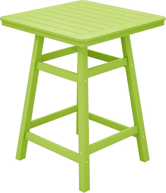 Costaelm Outdoor Bar Table, 37" Counter Height Square Patio Cocktail Bar Table with Umbrella Hole, Patio Bistro Dining Pub Table for Front Porch Deck Backyard Garden, Lime