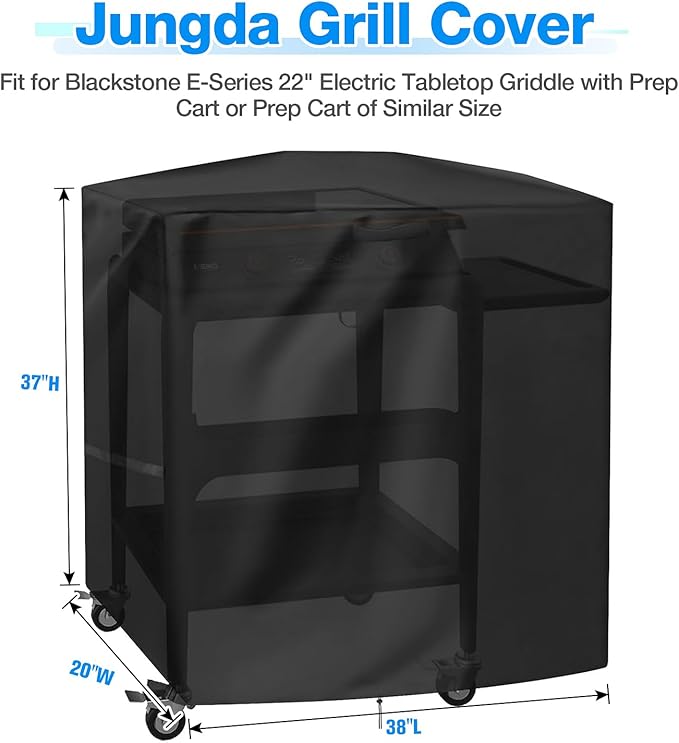 Grill Cover for Blackstone Model 8003 E-Series 22" Electric Tabletop Griddle with Prep Cart,Waterproof Heavy Duty Indoor Griddle Cover