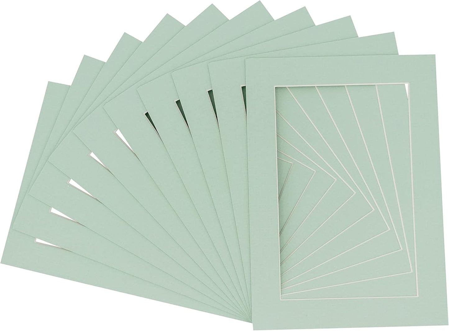 5x7 Mat for 8.5x11 Frame - Precut Mat Board Acid-Free Show Kit with Backing Board, and Clear Bags Honeydew Green 5x7 Photo Matte For a 8.5x11 Picture Frame Matboard for Framing, Pack of 100 Mats