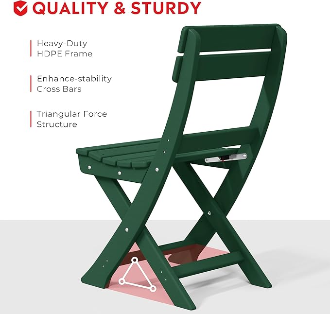 Costaelm Paradise 3-Piece Outdoor HDPE Folding Patio Bistro Table and Chairs, Dark Green