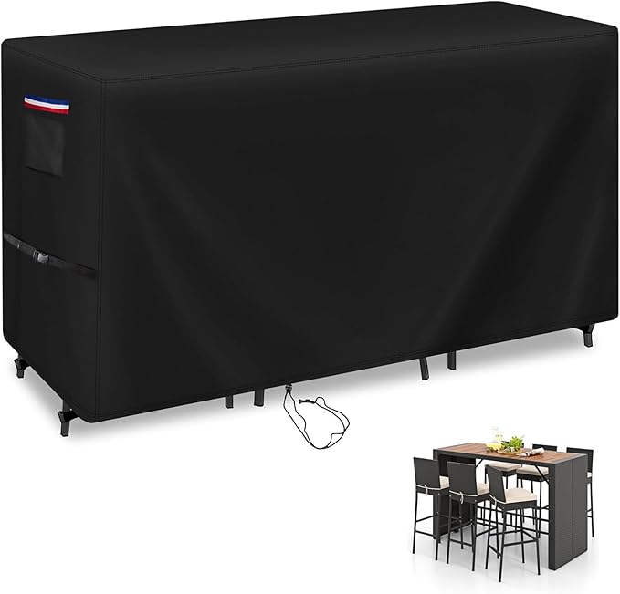 Patio Furniture Covers for High Top Table and Chairs, Waterproof Patio Set Cover for 7 Pieces Patio Furniture Set/Outdoor Balcony Furniture Sets-74 L x 38.5" D x 41" H