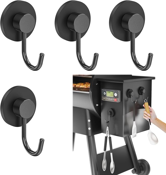 Magnetic Hooks for Grills, Anti-Scratch Magnet Mount Hook for Barbecue Tool, Hanging, Refrigerator, Kitchen, Garage, Cruise, Ship