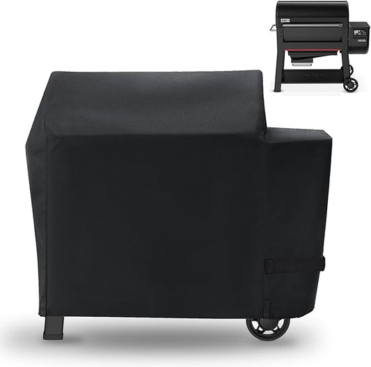 Grill Cover for Weber Searwood XL 600 Pellet Series, Waterproof Smoker Cover for Weber Grills Searwood 600 XL Pellet 3400146 Models, 600D Pellet Cover Replacement for Searwood 600 XL Cover