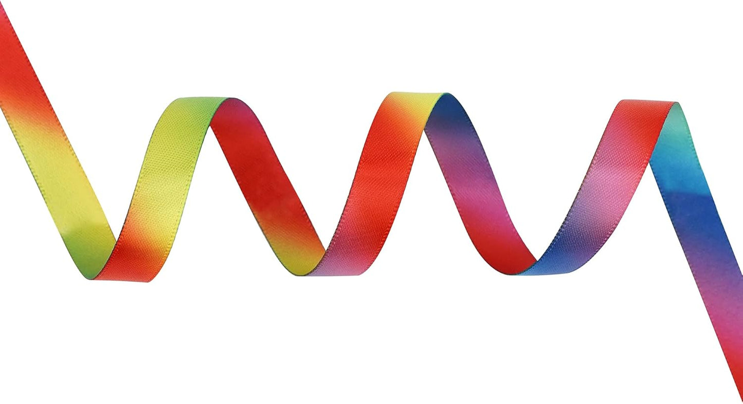 MEEDEE Rainbow Satin Ribbon - 3/8 inch Colored Ribbon for Crafts, Gift Wrapping, Birthday Party, Pride Party, Wedding Decorating - 50 Yards