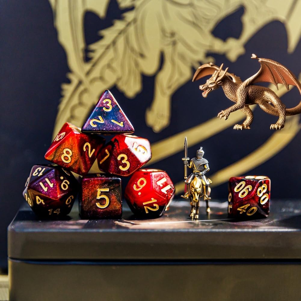 DND Dice Set 42 Pcs Polyhedral Dungeons and Dragons Rolling Dice for D&D RPG MTG Table Games Dice Bulk with Colorful Drawstring Bags and Dice Tray (Star)