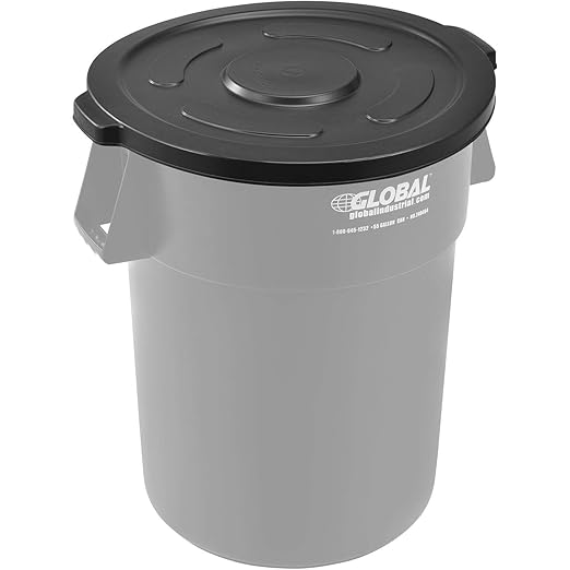 Global Industrial 55 Gallon Garbage Can Lid, Black