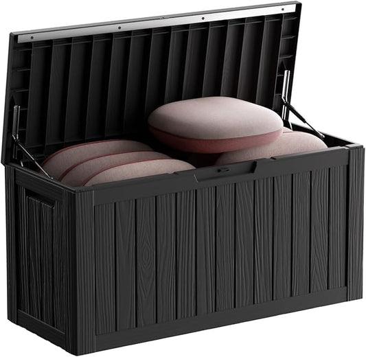 80 Gallon Resin Deck Box, Outdoor Waterproof Storage Containers, Lockable Patio Storage Box For Furniture, Gardening Storage With Lids (Black)