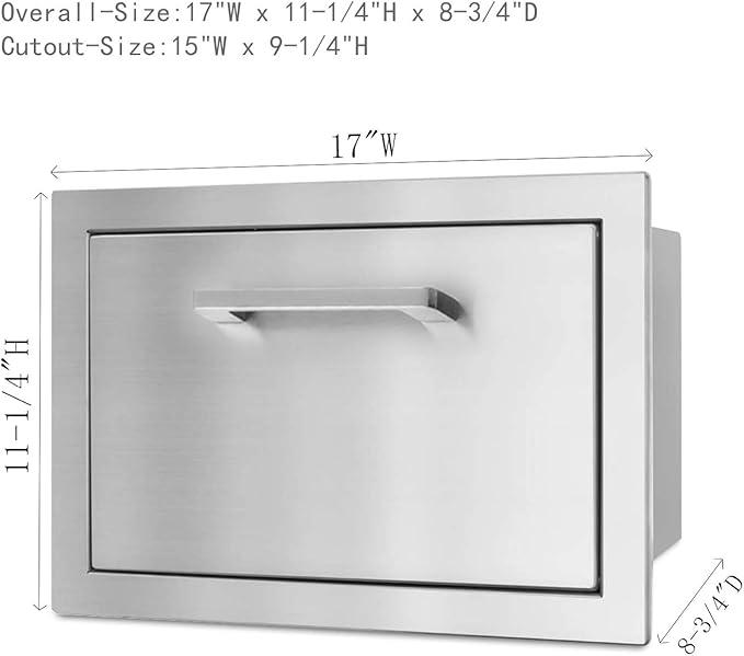 Stainless Steel Paper Towel Holder Drawer 17W11.25H8.75D Works with Your Grilling or Prep Zones for Easy & Quick Cleanup