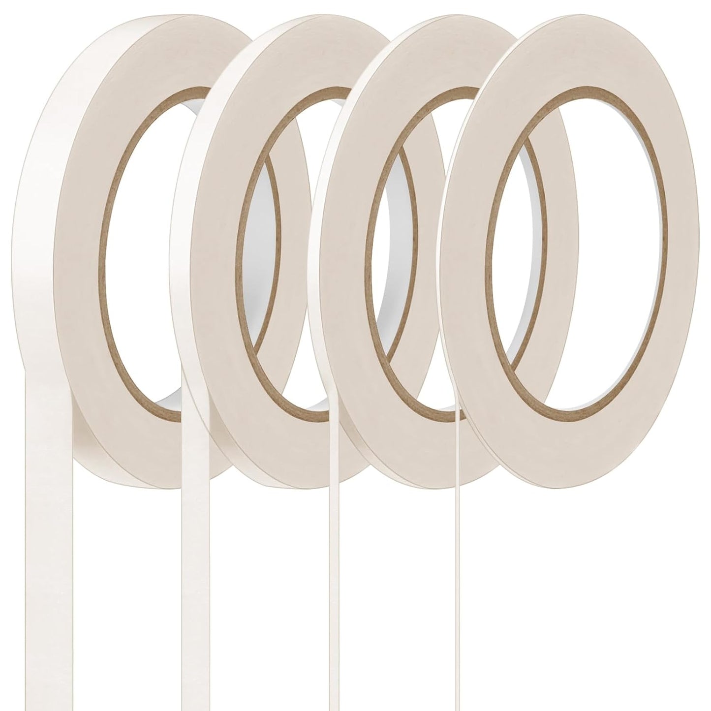 Epakh 4 Rolls Pinstripe Tape, Masking Tape in 1/16, 1/8, 1/4 and 1/2 Inch Wide, for Painters Automotive DIY Car Auto Paint Art(White,55 yd)