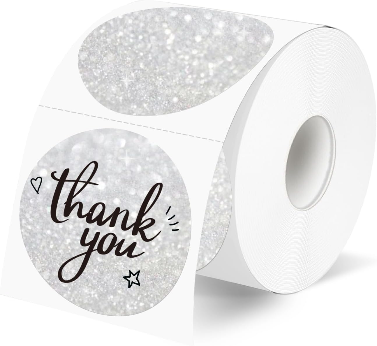 2" Circle Holographic Thermal Label Stickers, Round Printable Rainbow Glitter Thermal Printer Sticker Labels for Gift Wrapping, Self-Adhesive Name Price Tag DIY Custom Logo Design-Shiny Silver