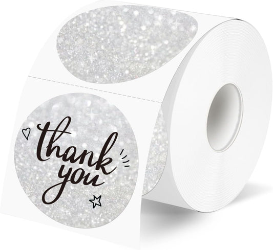 2" Circle Holographic Thermal Label Stickers, Round Printable Rainbow Glitter Thermal Printer Sticker Labels for Gift Wrapping, Self-Adhesive Name Price Tag DIY Custom Logo Design-Shiny Silver