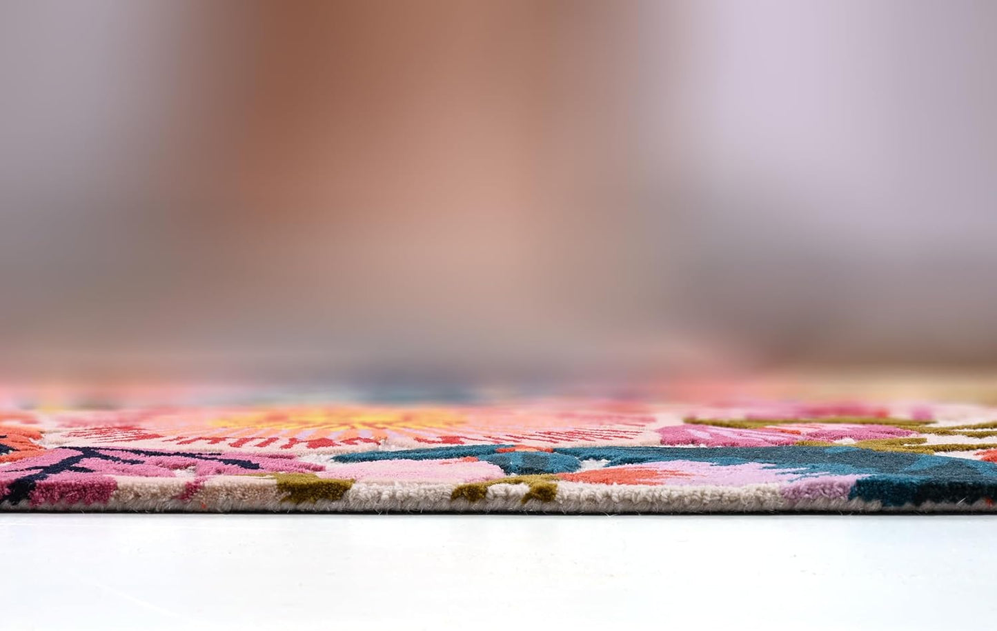 Handmade Wool Floral Area Rug for Living Room | Elegant Flower Garden Design, Soft, Thick and Durable | Bedroom, Dining Room & Home Decor Carpet (2.6' x 8', Floral E)