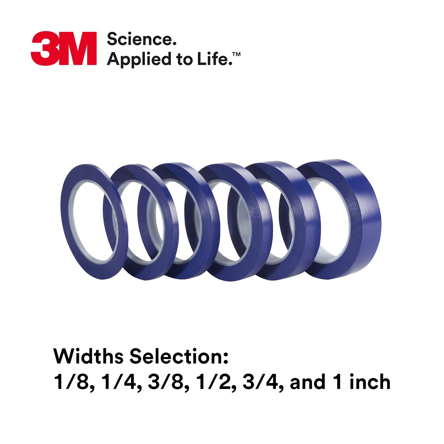 3M Vinyl Tape 471+, 1/8 in x 36 yd, Indigo, 1 Roll, Fine Line Tape for Paint Masking Striping, Color Separation and Complex Designs, High-Temperature, Stretch