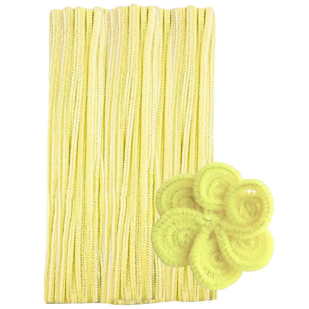 100 Pieces Pipe Cleaners Chenille Stem, Pastel Candy Color Pipe Cleaners Set for Pipe Cleaners DIY Arts Crafts Decorations, Chenille Stems Pipe Cleaners (Yellow)