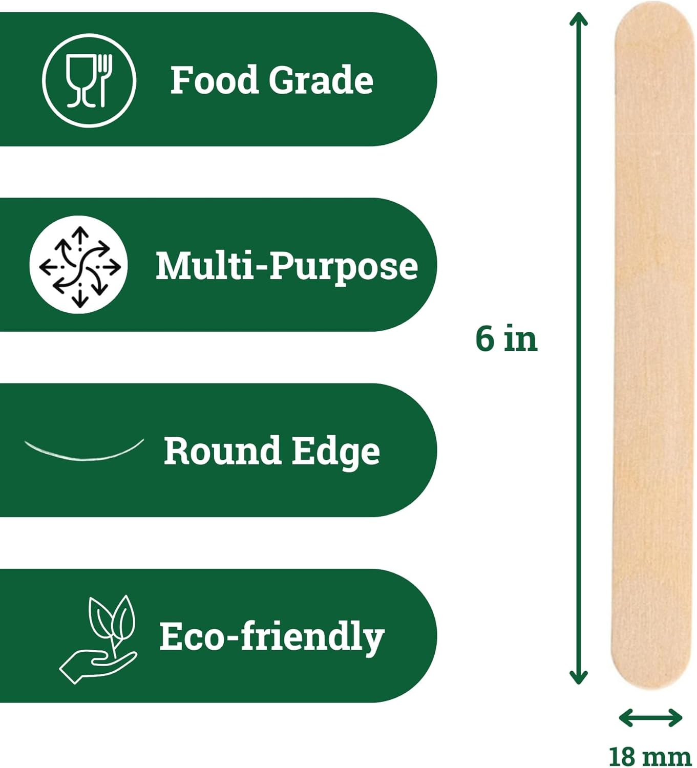 Jumbo 6 Inch Wooden Multi-Purpose Popsicle Sticks,Craft, Ice Cream, Wax, Waxing, Tongue Depressor Wood Sticks [100 Count]