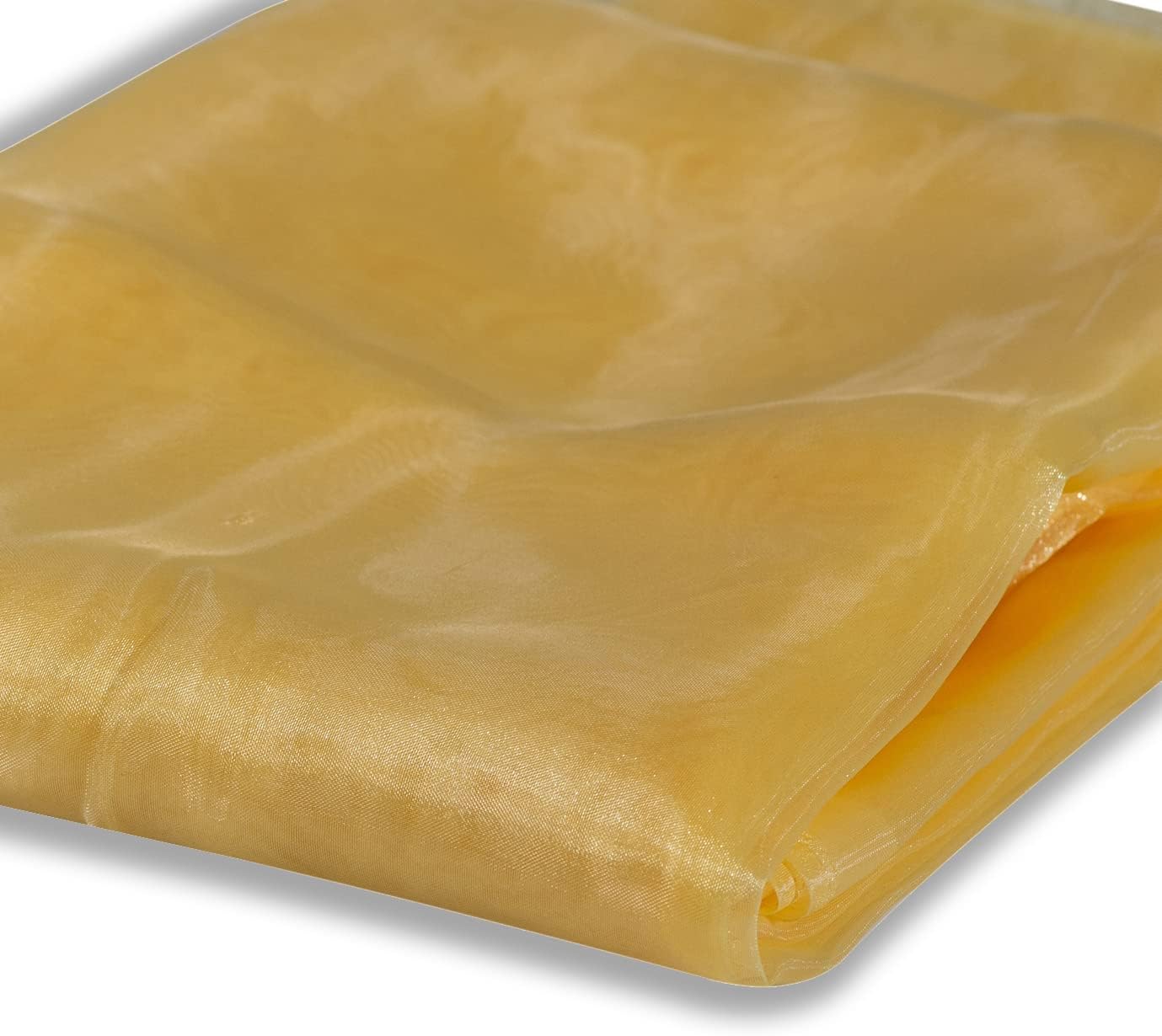 Fynite Sheer Organza Fabric | 5 Yards Long | 44" Wide | Bridal Solid Sheer Organza Bolt for Wedding Dress Fashion Craft Decorations - Gold