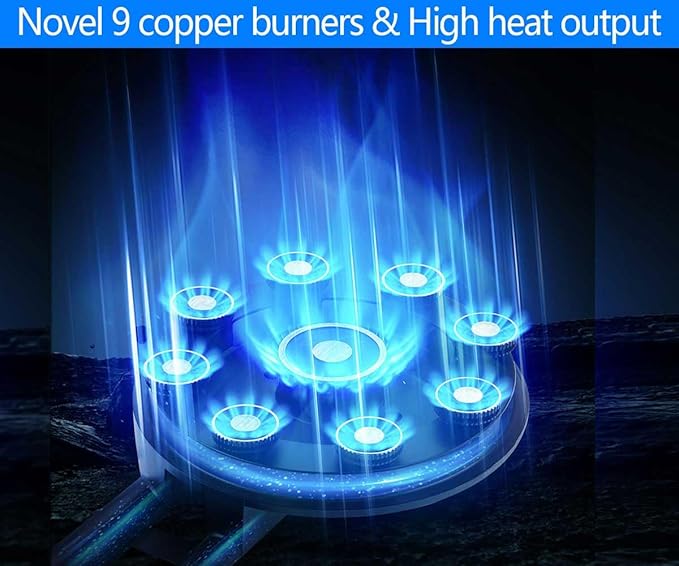 Propane Stove 2 Burner Gas Stove Novel 9 Copper Propane Burners Auto Ignition Tempered Glass with LPG CSA Hose for Outdoor Cooking,Emergency