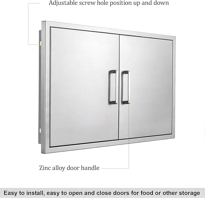 Outdoor Kitchen Door, 33" W23 H Kitchen Access Doors, Stainless Steel BBQ Double Door, Available for Outdoor Kitchen Island