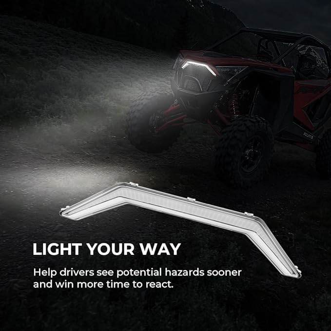 KEMIMOTO PRO XP Light Compatible with Polaris RZR PRO XP/R/Turbo R 2020-2024, LED Fang Front Accent Light ABS Easy Installation IP67 Waterproof #2884346