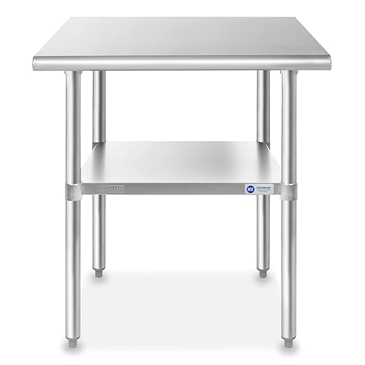 GRIDMANN Stainless Steel Work Table 36 x 24 Inches, NSF Commercial Kitchen Prep Table with Under Shelf for Restaurant and Home