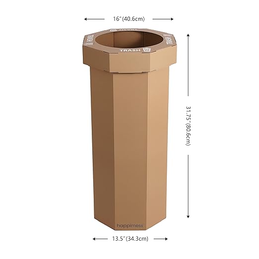 Eyely MPH1300A-SET2 Sal 25-Gallon Disposable Corrugated Cardboard Event Trash Can and Recycling Bin for BBQs, Beach, Parties & Events & Outdoor Activities, Plain Brown (Set of 2)
