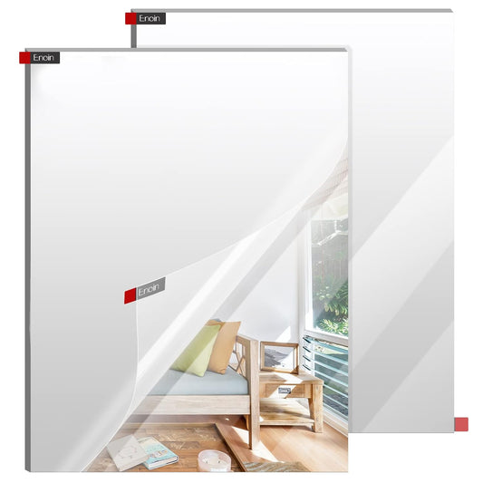 Enoin 2pcs 12 x 16 Inch Silver Mirror Acrylic/Plexiglass Sheet 0.118'' 1/8'' Thick, Non Glass Safety Reflective Mirror Sheet Laser Board Panel for Home and Commercial Use, DIY Craft, Wall Decor