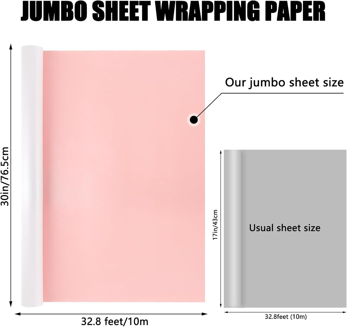 NESCCI Oversized Matte Wrapping Paper,Double Sided Solid Color Pearly-Lustre Paper,Gift Wrapping Paper,Perfect for Wedding,Valentine's Day,Birthday,Christmas,Baby Shower (30 Inches X 32.8 Feet)