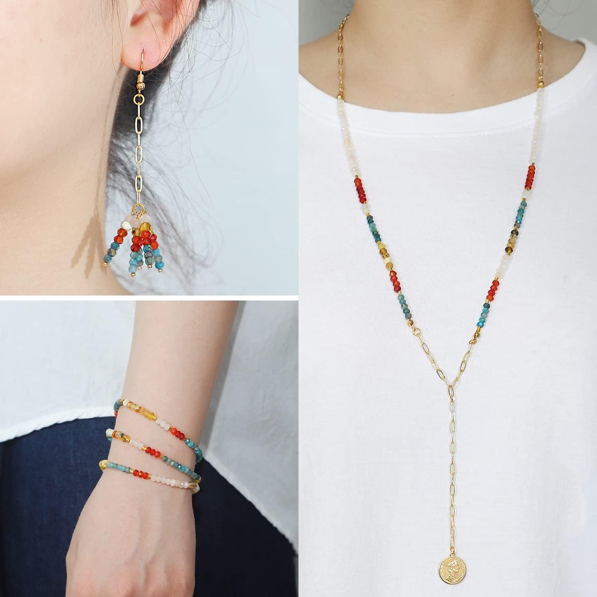 Natural Mookaite Jasper Beads 4x2mm 120pcs Faceted Rondelle Loose Semi Gemstone Beads for Jewelry Making Design