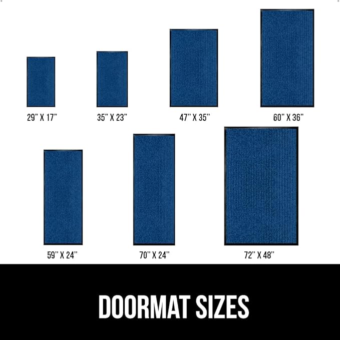 GORILLA GRIP Waterproof Traffic Guard Door Mat, 59x24, Heavy Duty Entryway Mats, Strong Rubber Back Commercial Utility Rugs for Office Hallway, Garage Floor and Home, Low Profile Carpet Runner, Blue