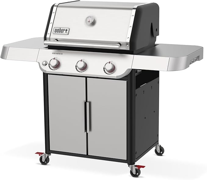 Weber Genesis S-315 Liquid Propane Gas Grill for Outdoor Grilling, 3 Burners, Stainless Steel