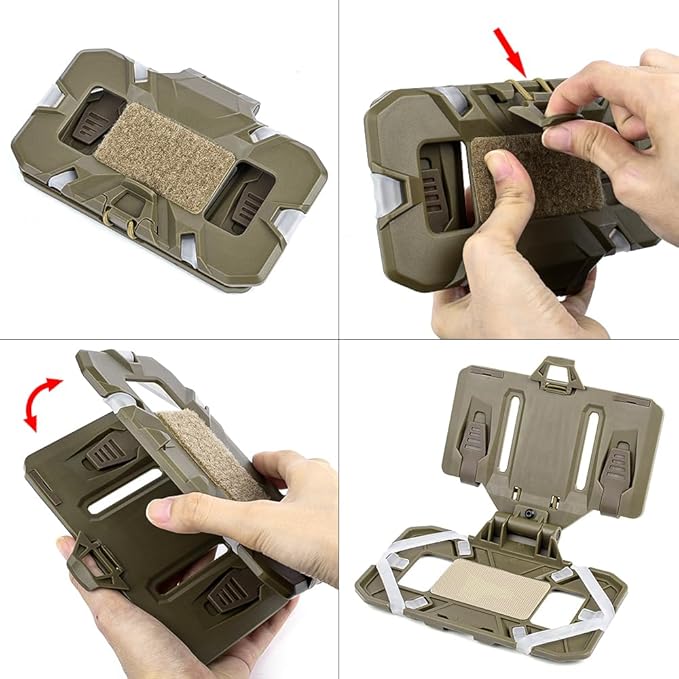 Tactical Vest Folding Plate Carrier Phone Bracket Holder, Universal Chest Phone Mount for Screen Size 4.7"-6.7", for MOLLE System