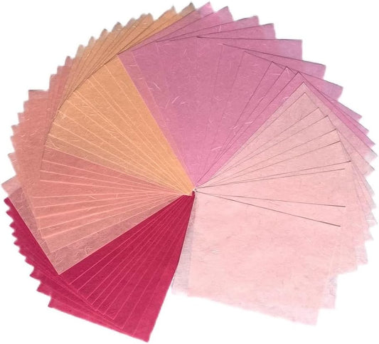 50 Sheets A4 Natural Fiber Mulberry Tree Mulberry Paper Sheets Art Tissue Washi Paper Design Craft Art Origami Suppliers Card Making DIY Crafts (Wedding Tone, A4)