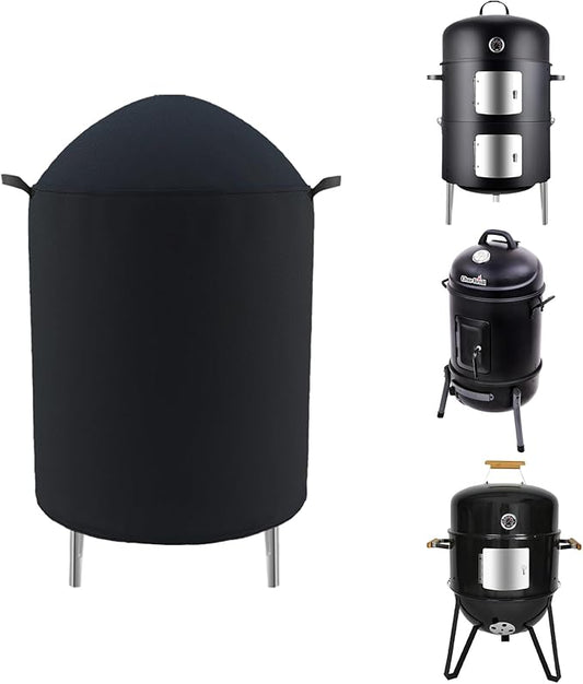 Outdoor Round Smoker Cover Fits Char-Broil 16" Bullet Smoker, Realcook 17" Smoker, OURCAMP 17" BBQ Smoker, Cuisinart COS-116 Vertical Charcoal Smoker,Joyagrill 17-1/2" Smoker Grill (22" D x 30" H)