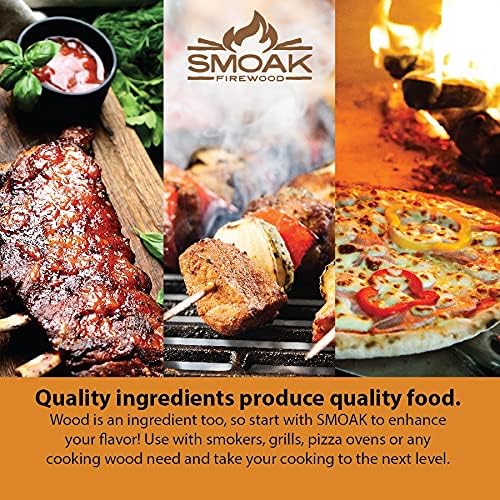 Smoak Firewood 16inch Length Premium Cooking Wood and Firewood Logs – Used for Grills, Smokers, Pizza ovens, stoves, firepits or fireplaces – USDA Certified Kiln Dried (Pecan – 60-70lbs 16inch Wood)