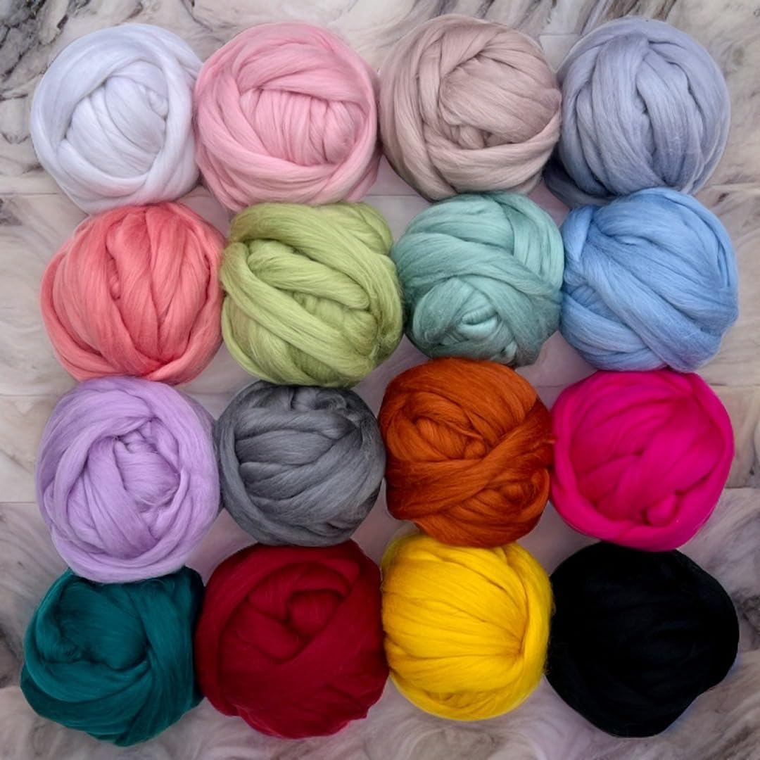 Revolution Fibers Dyed Corriedale Wool | 8.2 Ounces of Premium Combed Wool Top | 26 Micron, 100% Pure Corriedale Wool Roving, Ethically Sourced (Raven Black)