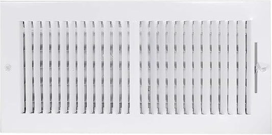 EZ-FLO 14 x 6 Inch (Duct Opening) Air Vent Cover for Wall or Ceiling, Two-Way Ventilation Register, Solid Steel HVAC Register Cover, White, 61613