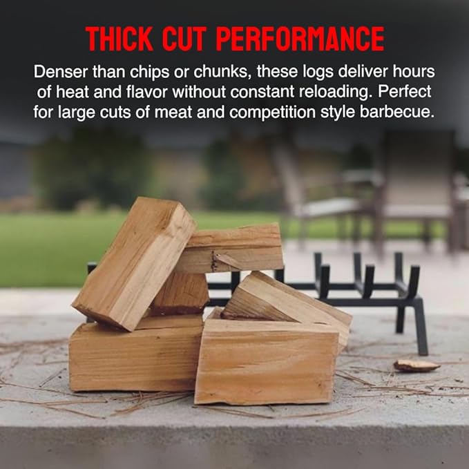 Smoking Wood Mini Splits, 6-Inch Firewood Logs, Naturally-Cured Hickory Hardwood for Wood-Fired Ovens, Smokers, BBQ & Charcoal Grills, USA Made, 12-17 lbs., 800 Cubic Inches