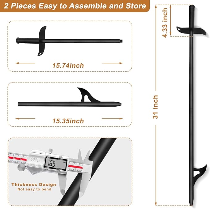 Cyrico Fire Poker and Fire Tongs Set, Heavy Duty 31 Inch Fireplace Poker with Blow Portable 23 Inch Log Grabber Firewood Tongs Fire Pit Tools Accessories for Camping Wood Stove Campfire Outdoor Indoor
